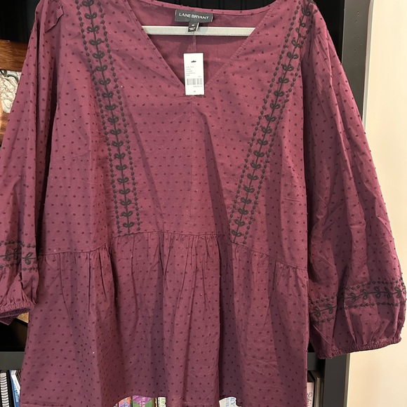 Lane Bryant NWT peplum top, burgundy, size 20 - Picture 2 of 6